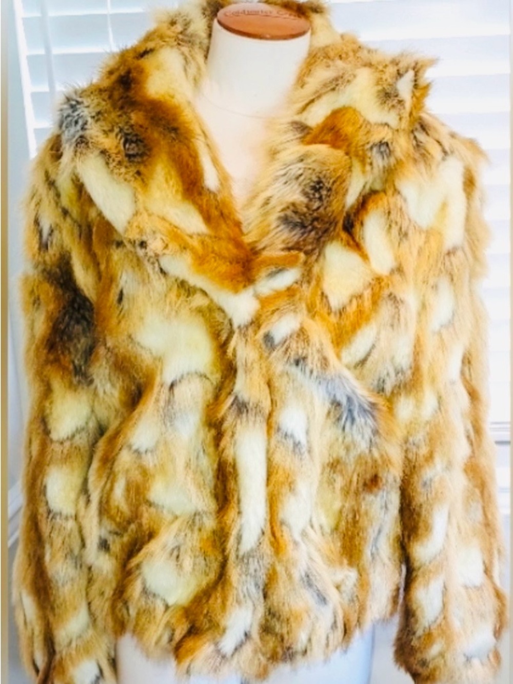 Rachel Zoe Golden Multi Faux Fur Size Large